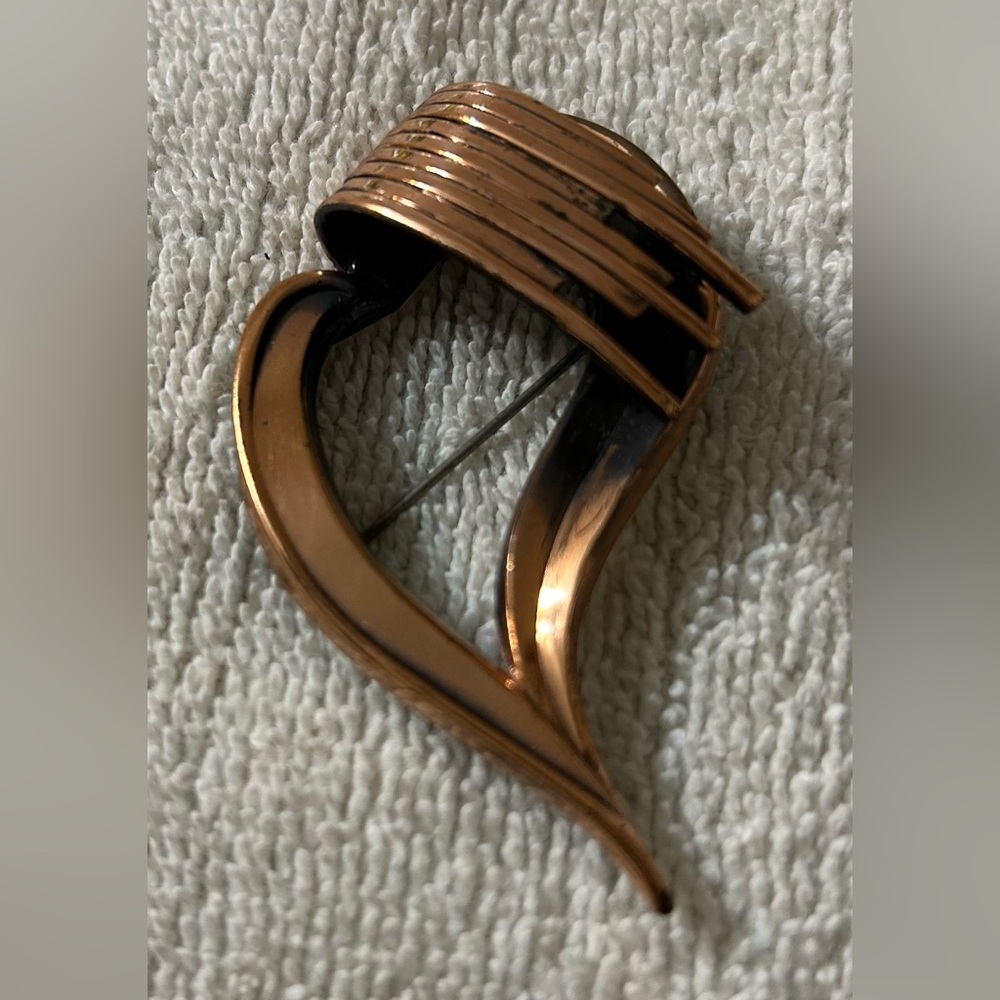 Renoir Copper Jewelry Rare Heart Designed Brooch Vintage 1950s.